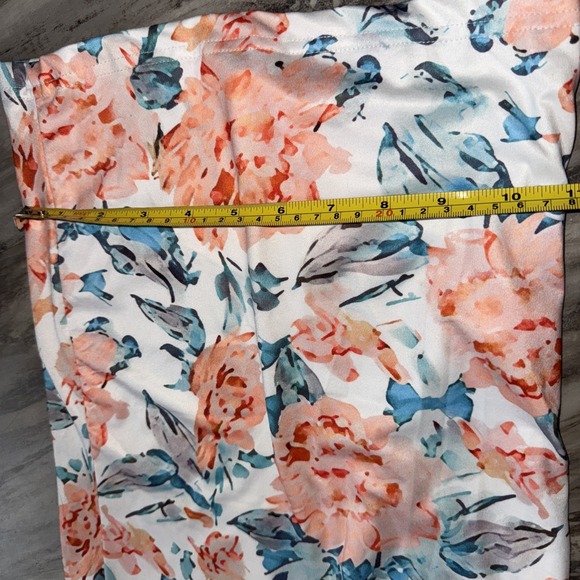 Jumpsuit Teal Orange Floral Adjustable Spaghetti Strap Wide Leg Flowy Size Med - Picture 9 of 11